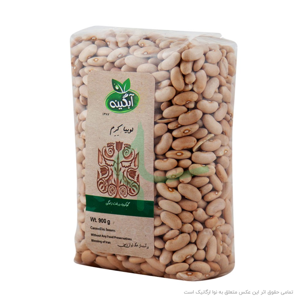 لوبیا کرم ارگانیک آبگینه 900 گرم