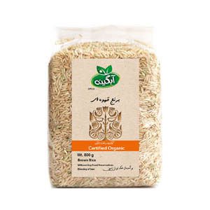 برنج قهوه ای طارم ارگانیک آبگینه 800 گرم
